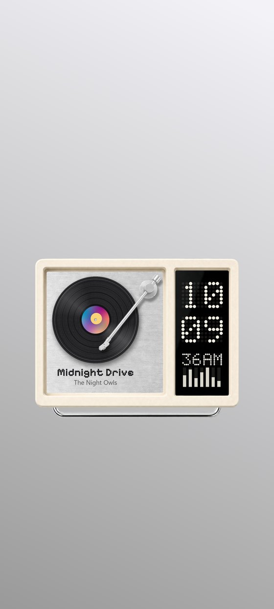 The Vinyl design, a record player on a lock screen